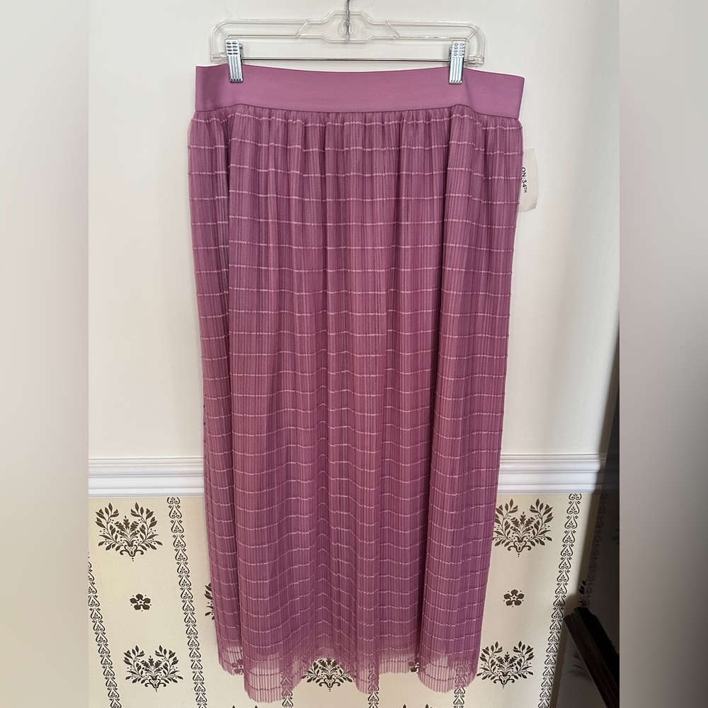 On 34th Tulle Mauve Orchid A-Line Midi Skirt Plus Size 1X